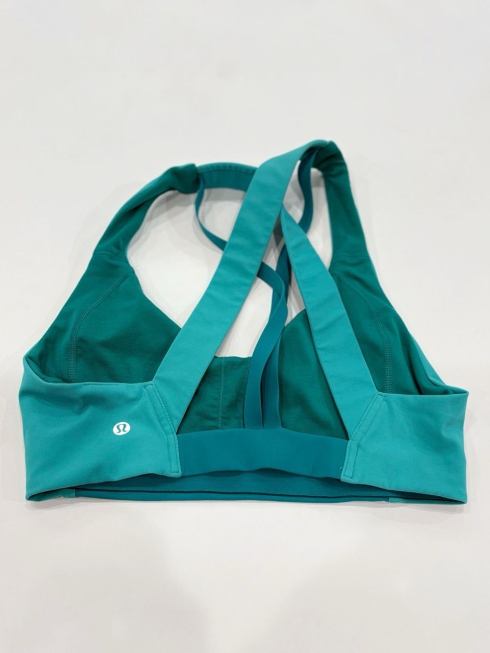 Lululemon Sports Bra Womens 8 Teal Strappy Yoga Gym Athleisure Chic - Picture 2 of 6